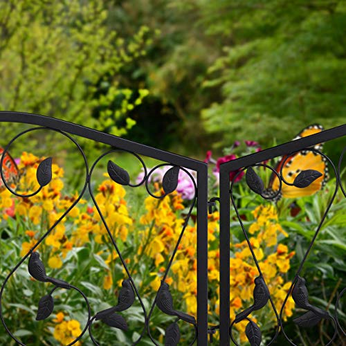Relaxdays Garden Edging – 4 Piece Iron Flowerbed Border Fence, Black