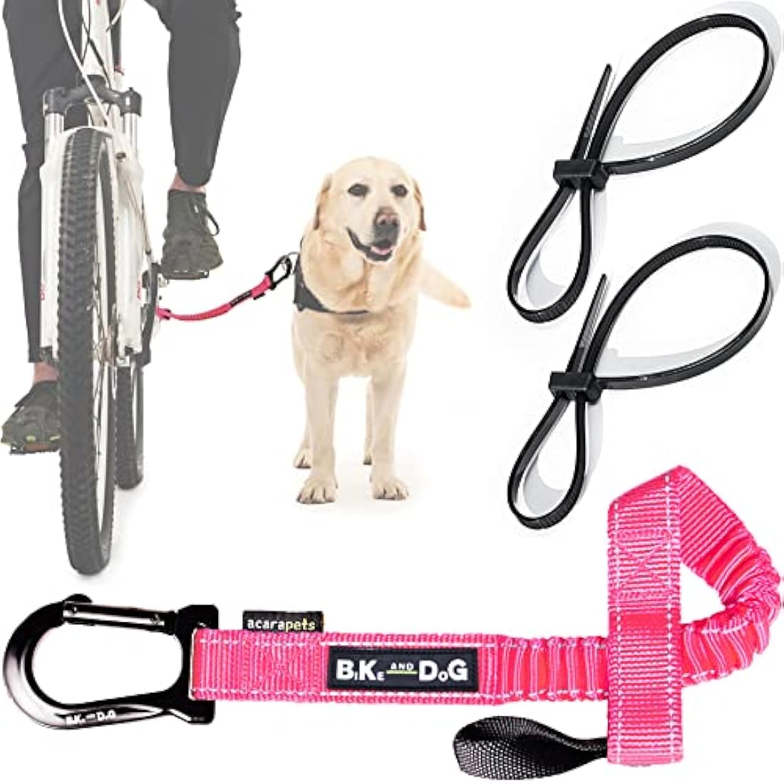 Jolof Store Dog Bike Leash – Tool-Free Hands-Free Attachment (Pink)