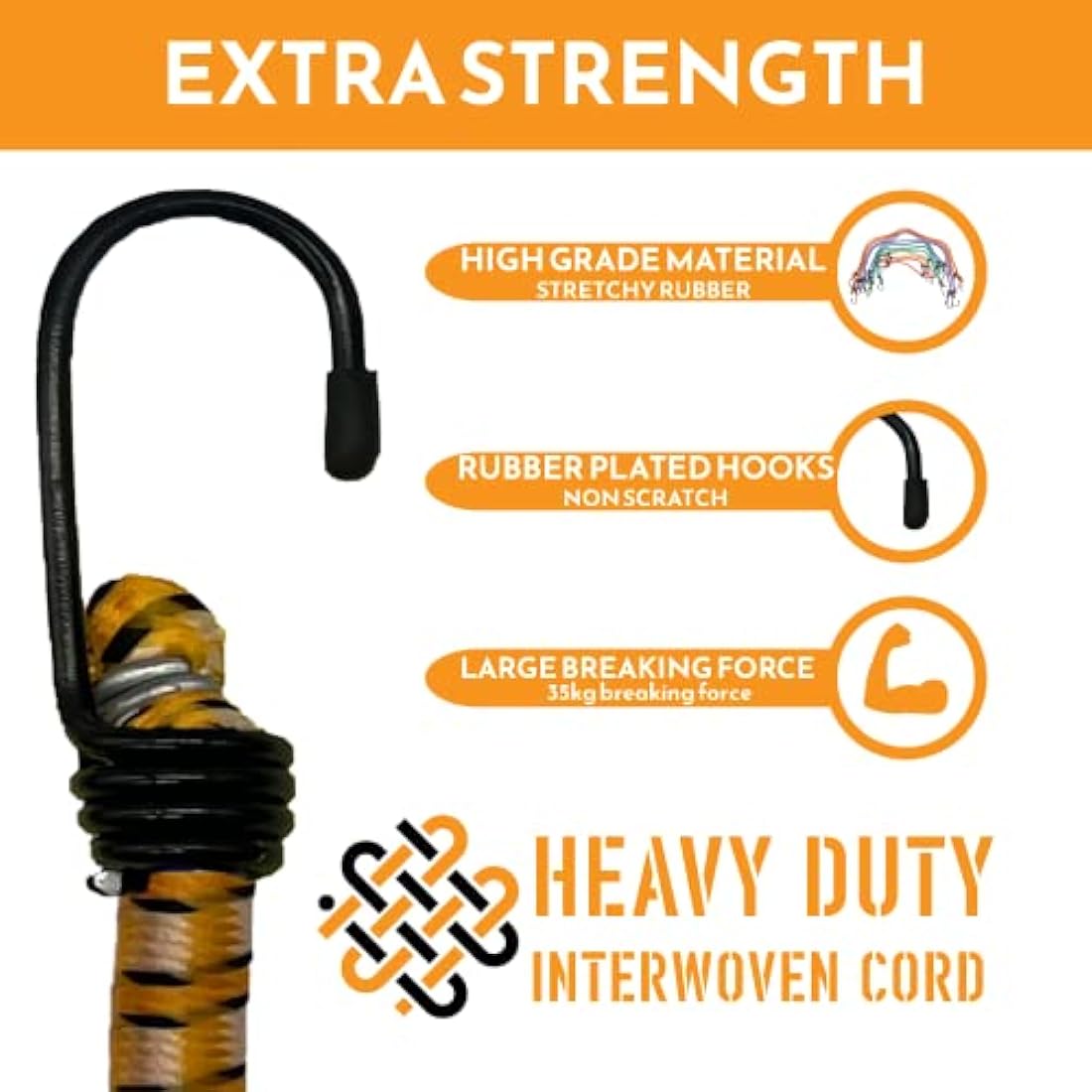 Xtremeauto Heavy Duty Bungee Cords with Hooks | 12 Pack Military Grade