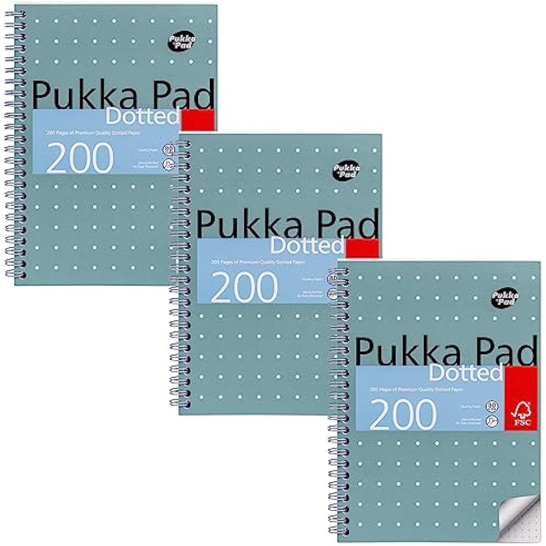 Pukka Pad A5 Dotted Notebook – Metallic Jotta Book 200 Pages, 3 Pack