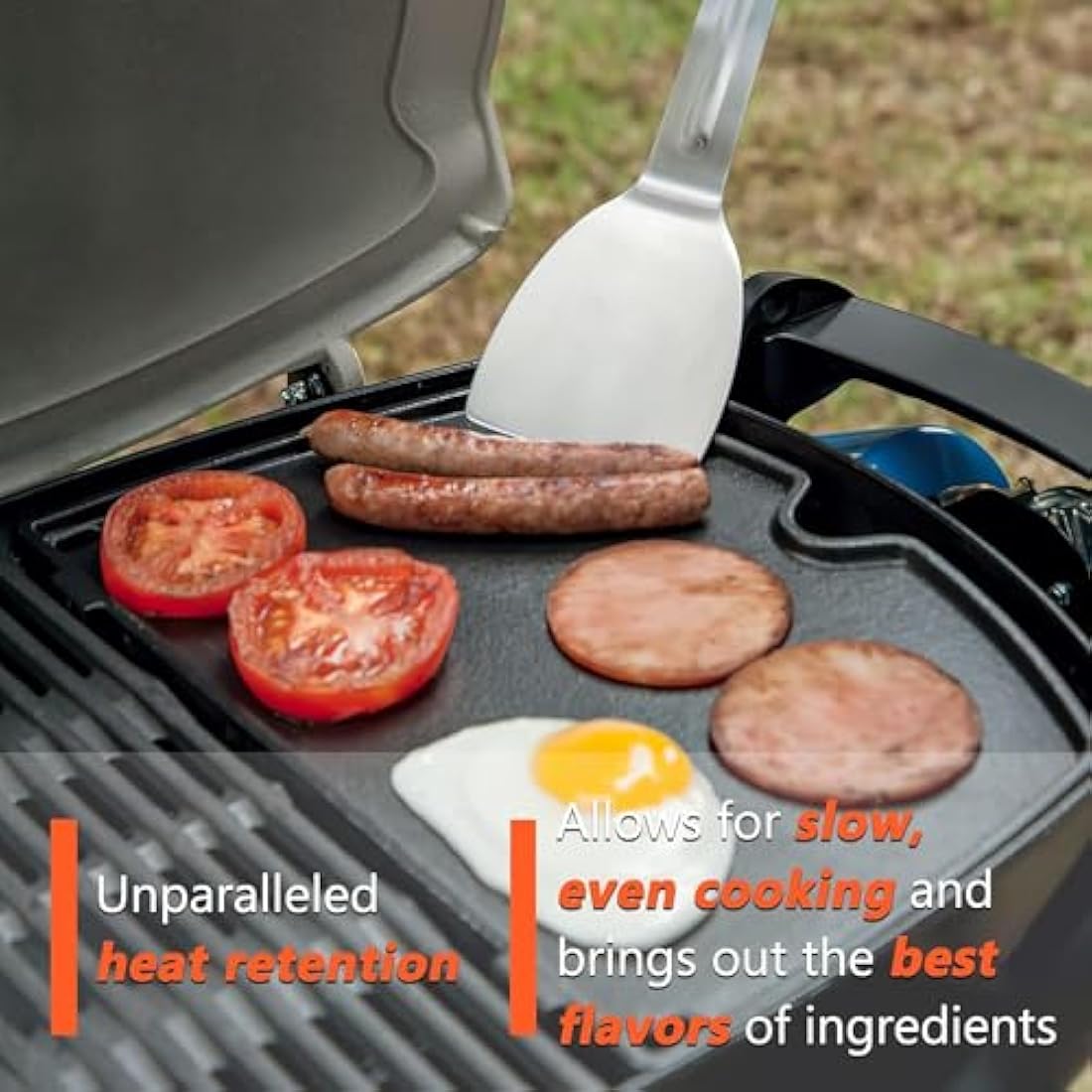GFTIME Cast Iron Grill Griddle for Weber Q100 Q1000 Series – 32x21.8cm