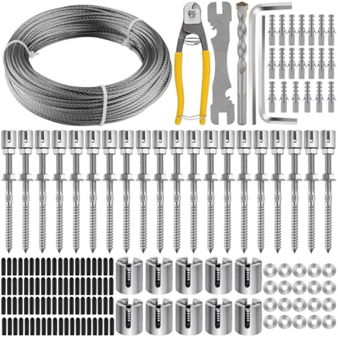 Kalolary 30M Stainless Steel Garden Wire Trellis Kit for Climbing Plants