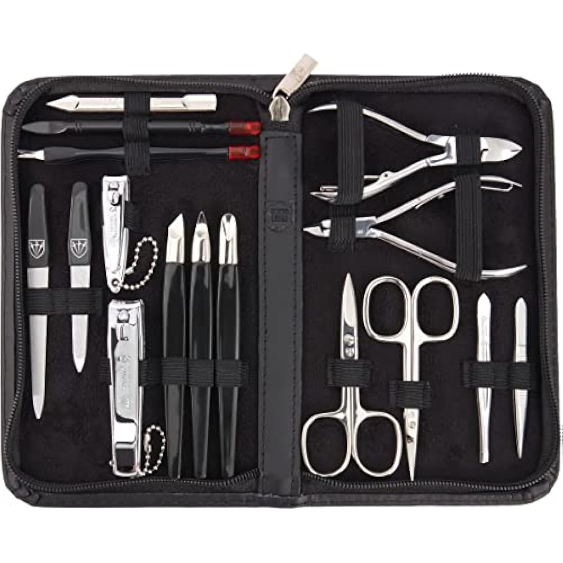3 Swords Germany 16-Piece Manicure & Pedicure Kit | Black Leather Case