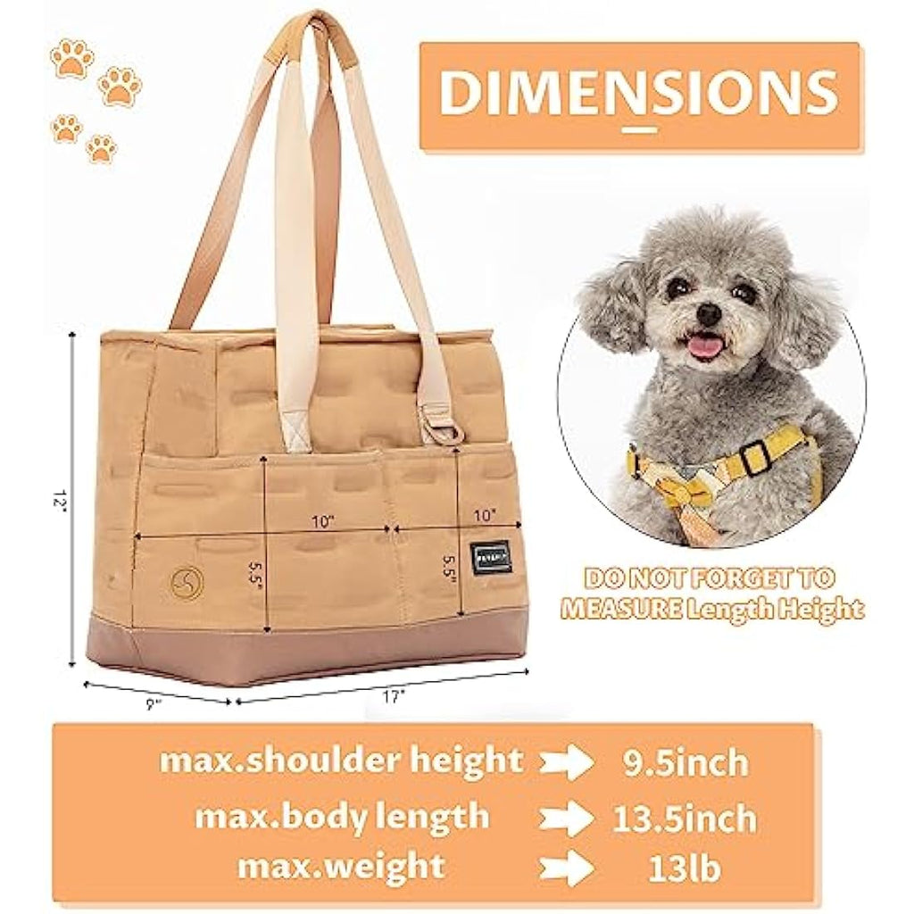 Petsfit Soft-Sided Dog Carrier Bag | Warm Pet Tote with TPU Bottom - Khaki