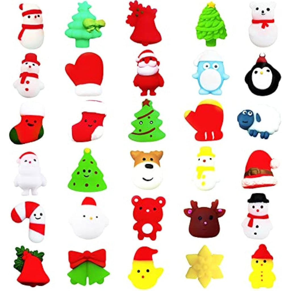 Jolof Store 30 Pack Christmas Mochi Squishy Toys | Kawaii Fidget Stress Toys