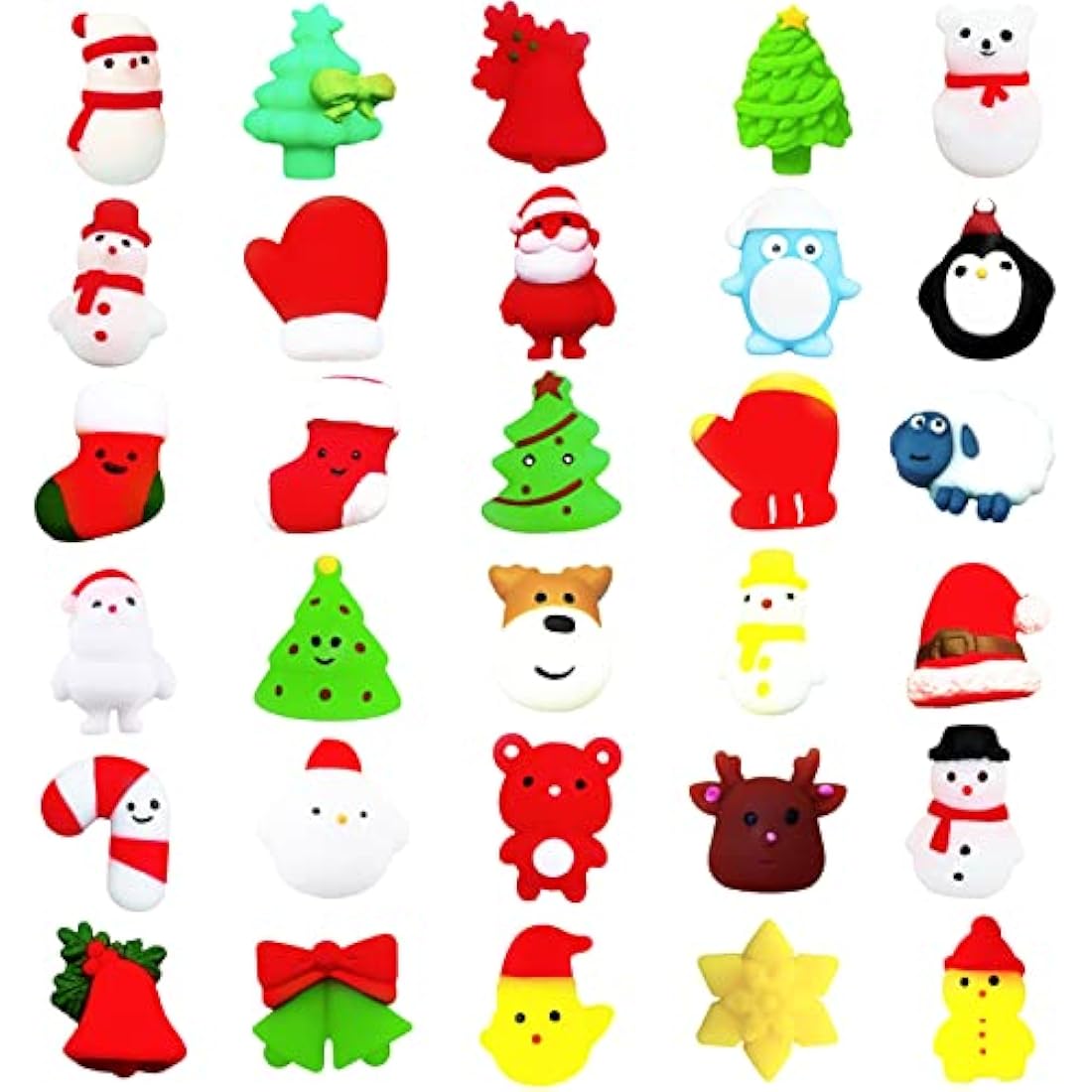 Jolof Store 30 Pack Christmas Mochi Squishy Toys | Kawaii Fidget Stress Toys