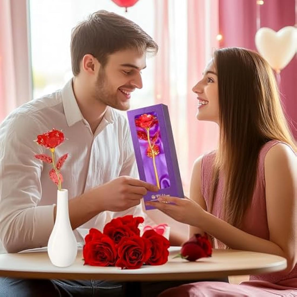 Artificial Rose Flower with Vase – Everlasting Gift for Her