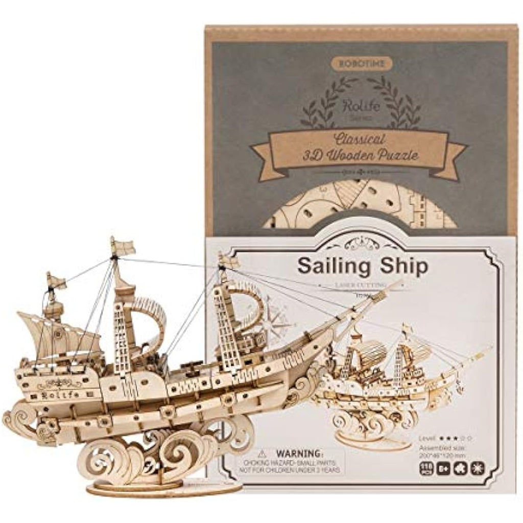 Rolife 3D Wooden Sailing Ship Model Kit – DIY Puzzle for Adults & Teens