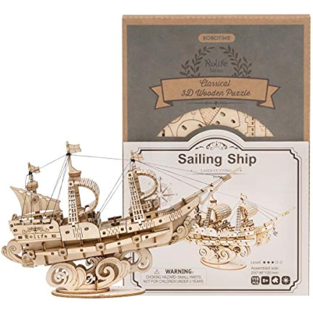 Rolife 3D Wooden Sailing Ship Model Kit – DIY Puzzle for Adults & Teens