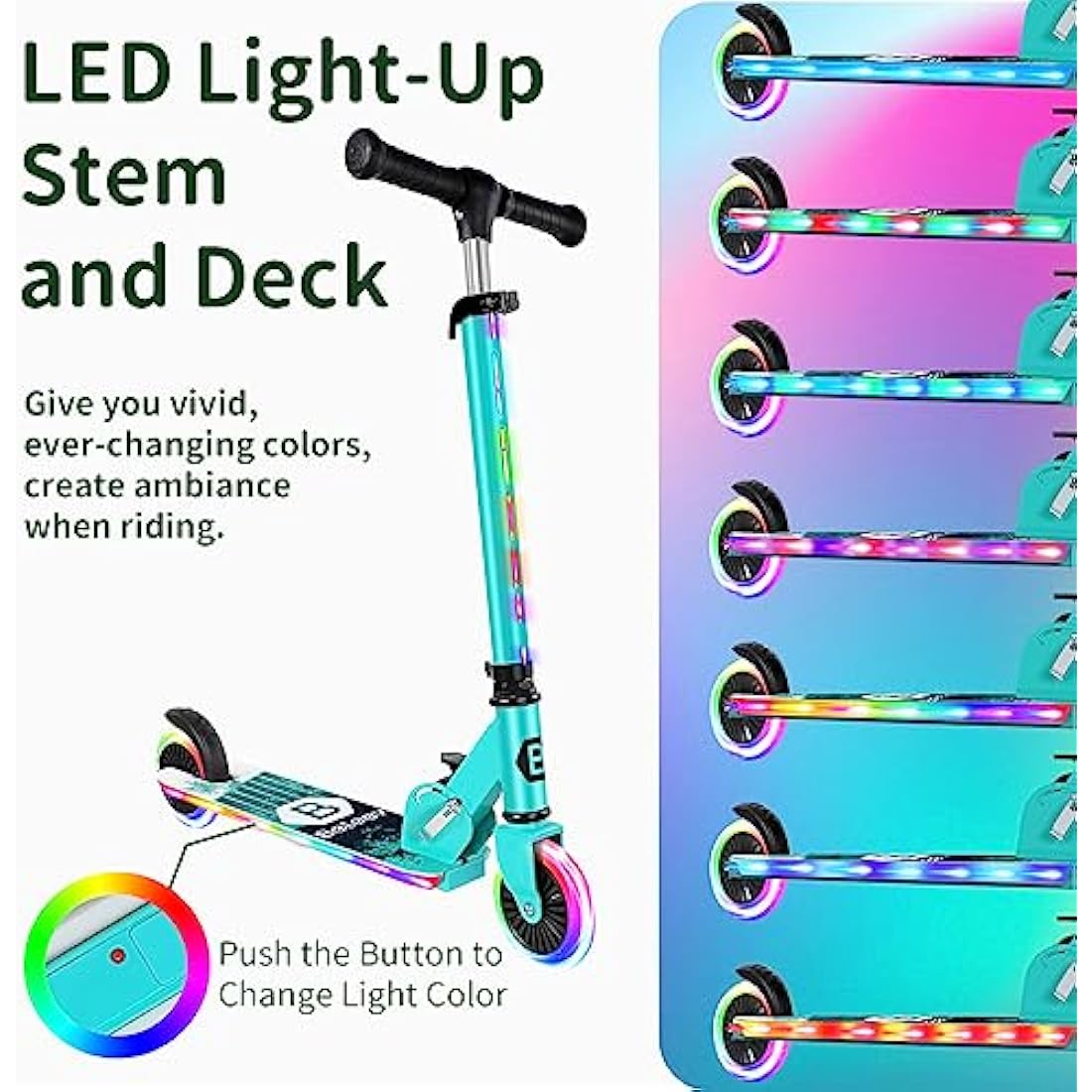BELEEV V2 Kids Kick Scooter – Foldable 2-Wheel Scooter with Light-Up Deck