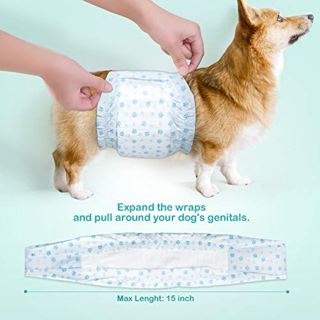 Flying Paws Male Dog Wraps | XS Disposable Absorbent Nappies - 60 Pack