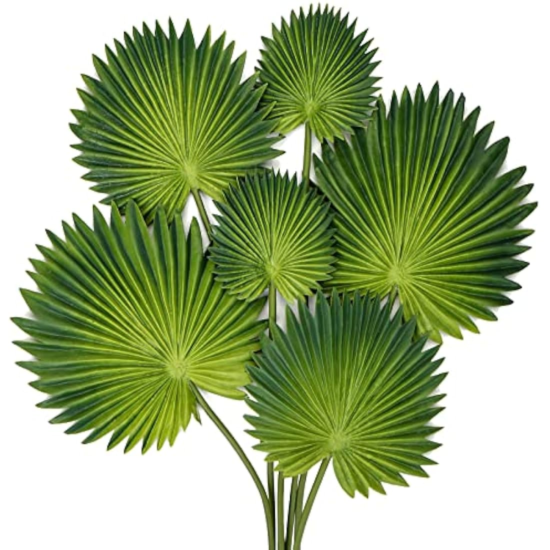 Artificial Palm Leaf Stems – 6 Pack Green Faux Jungle Plants