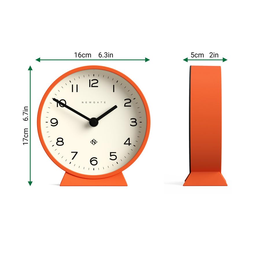 Newgate M Mantel Clock – Silent Sweep Minimalist Desk Clock, Orange
