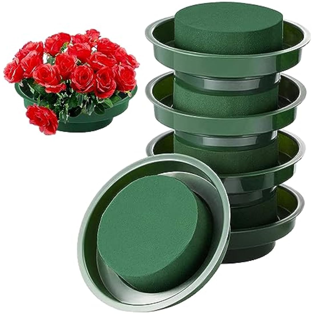 Jolof Store Round Floral Foam Bricks with Bowls for Flower Arrangements - 5PCS