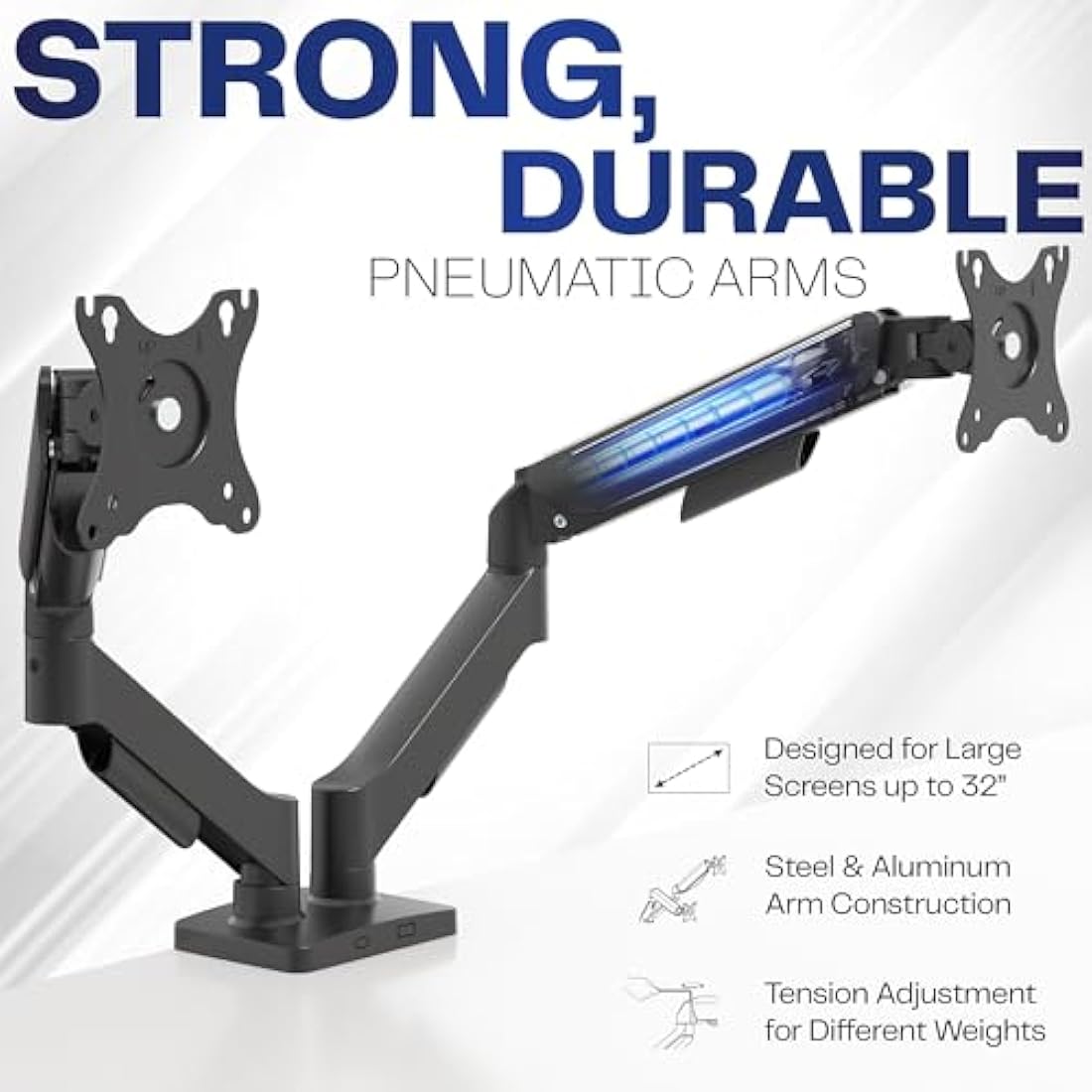 VIVO Dual Monitor Desk Mount – Height Adjustable Pneumatic Arm