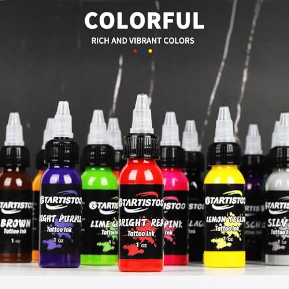Professional Tattoo Ink Set | 14 Vegan Pigment Colors 30ml