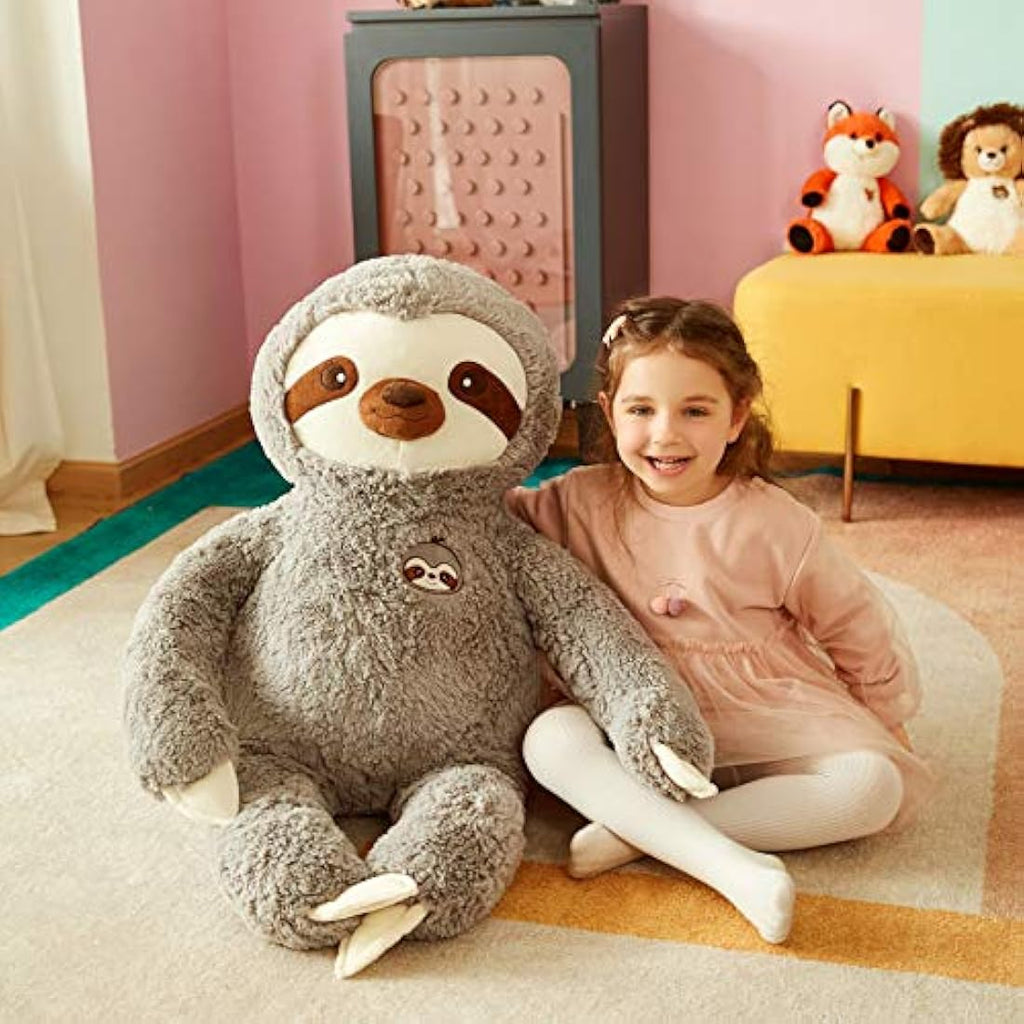IKASA Giant Sloth Stuffed Animal – Large Soft Plush Toy (Grey, 78cm)