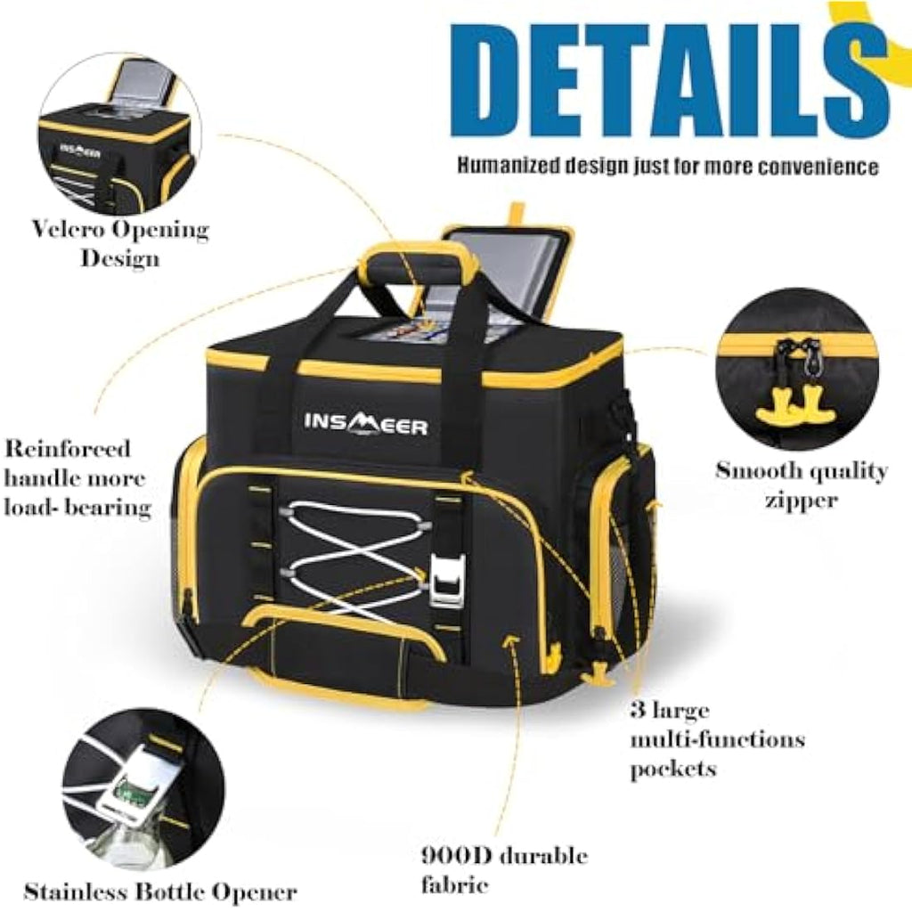 INSMEER 45L Large Insulated Cooler Bag – 55 Can Leak-Proof Foldable Bag