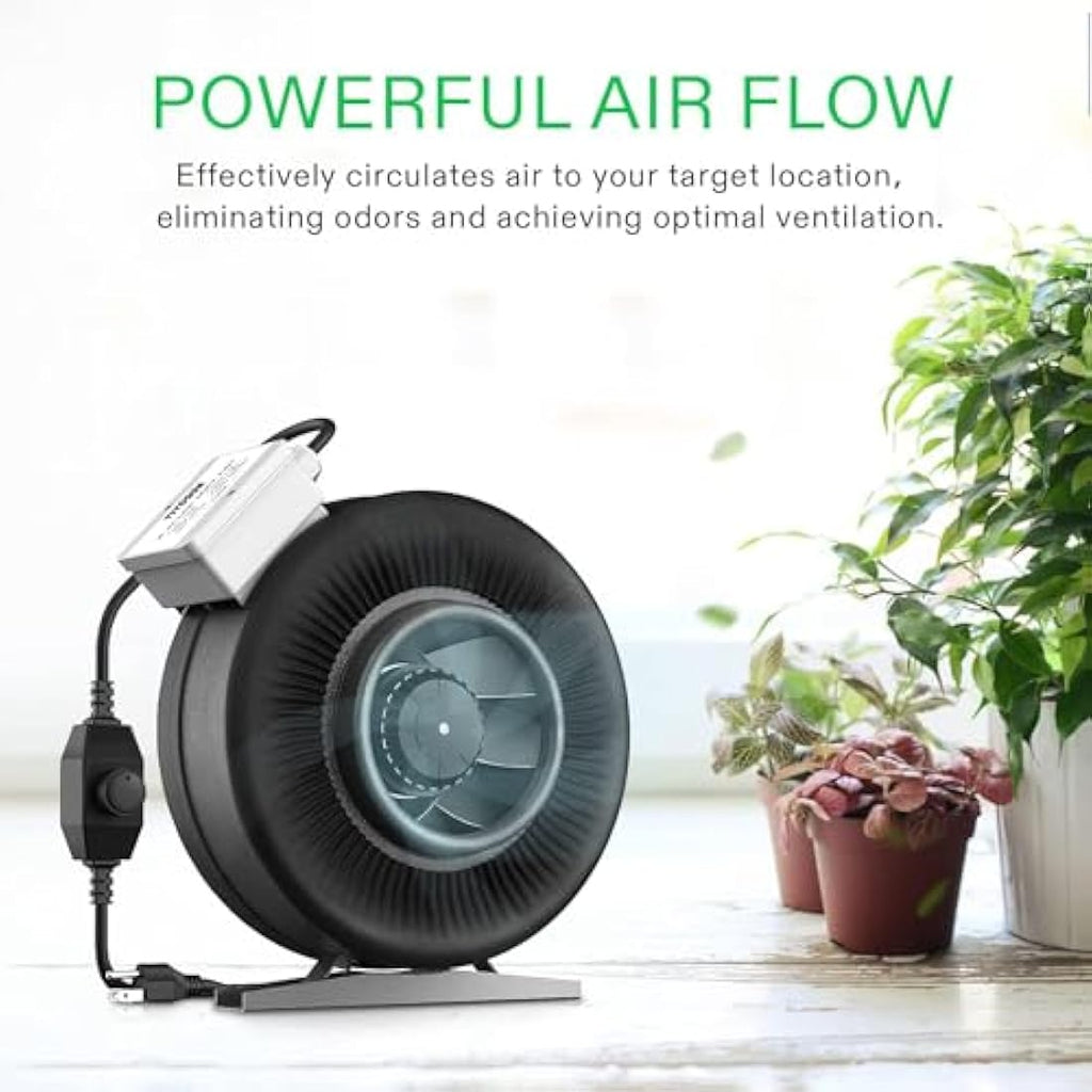 VIVOSUN 200mm Inline Duct Fan | 740 CFM Extractor with Speed Control