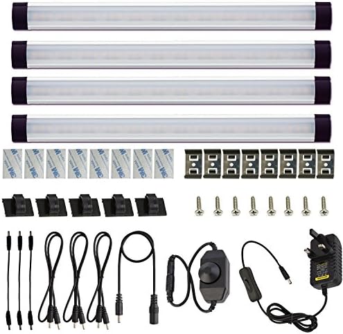AlBOO Dimmable LED Under Cabinet Kitchen Lights – 6000K 4 Pack Kit