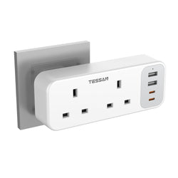 TESSAN Double UK Plug Adaptor with 4 USB Ports (2 USB-C) – 13A Fuse