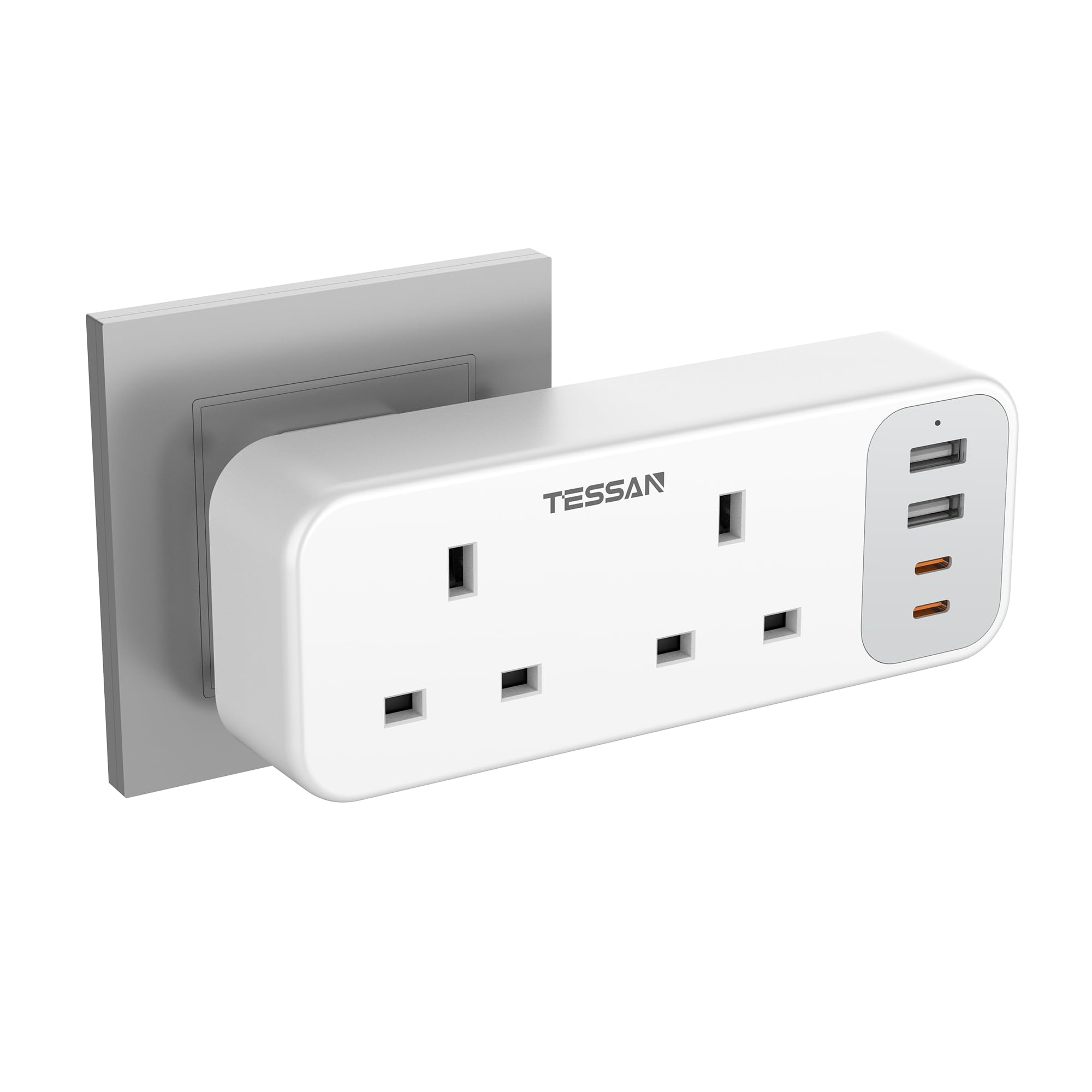 TESSAN Double UK Plug Adaptor with 4 USB Ports (2 USB-C) – 13A Fuse