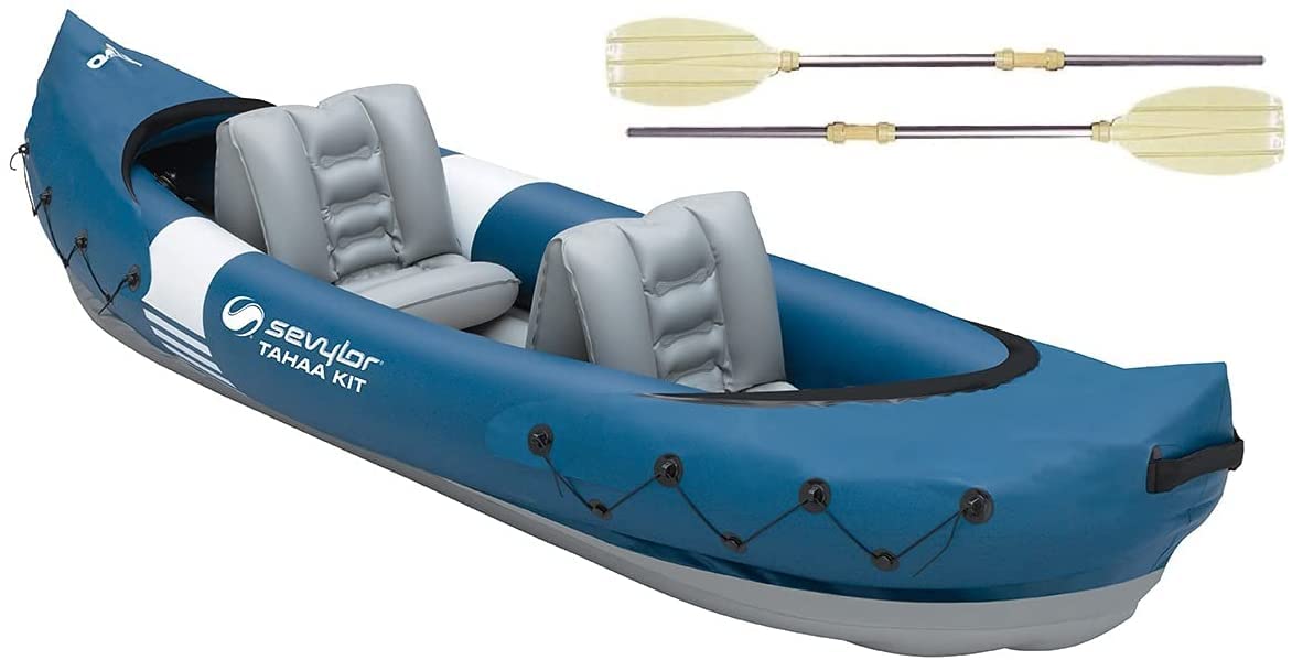 Sevylor Tahaa Inflatable 2-Person Kayak with Paddle | Robust PVC Canoe