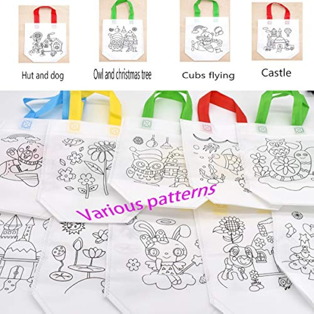 DIY Graffiti Party Bags | 20 PCS Non-Woven Kids Tote Bags