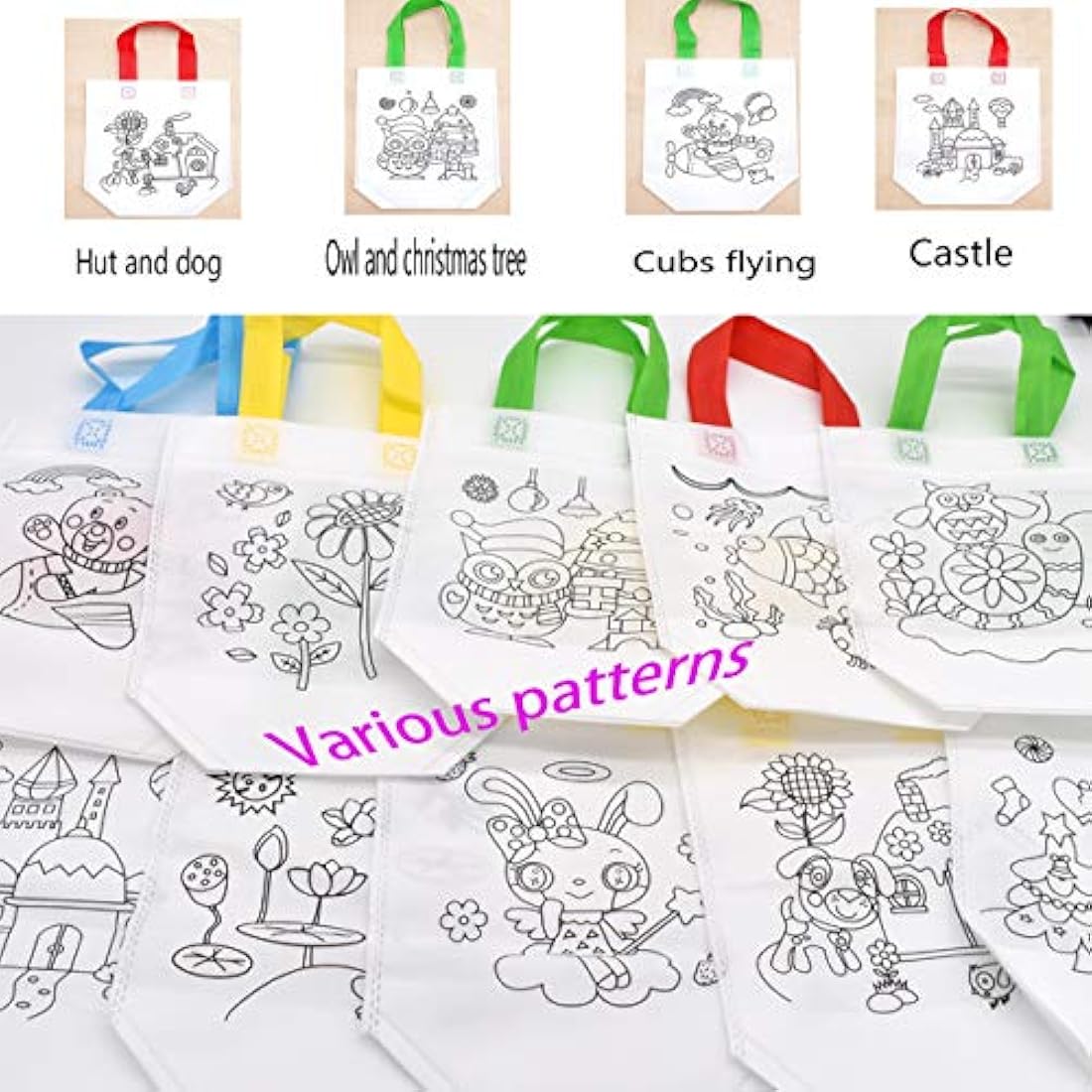 DIY Graffiti Party Bags | 20 PCS Non-Woven Kids Tote Bags