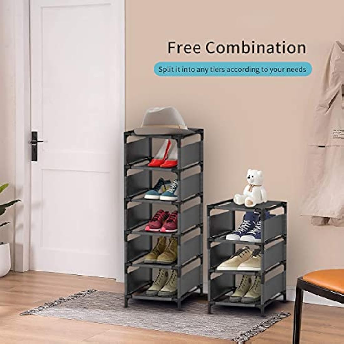 Esonstyle 10-Tier Narrow Shoe Rack – Metal Vertical Space Saving Organizer