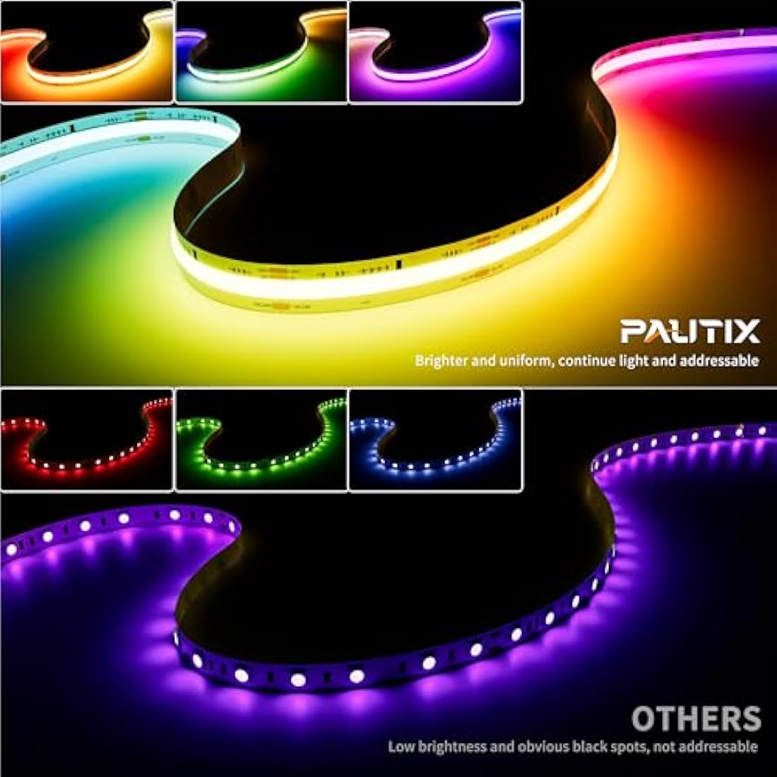 PAUTIX RGBIC COB LED Strip Light – 10M Addressable 24V Flexible Tape