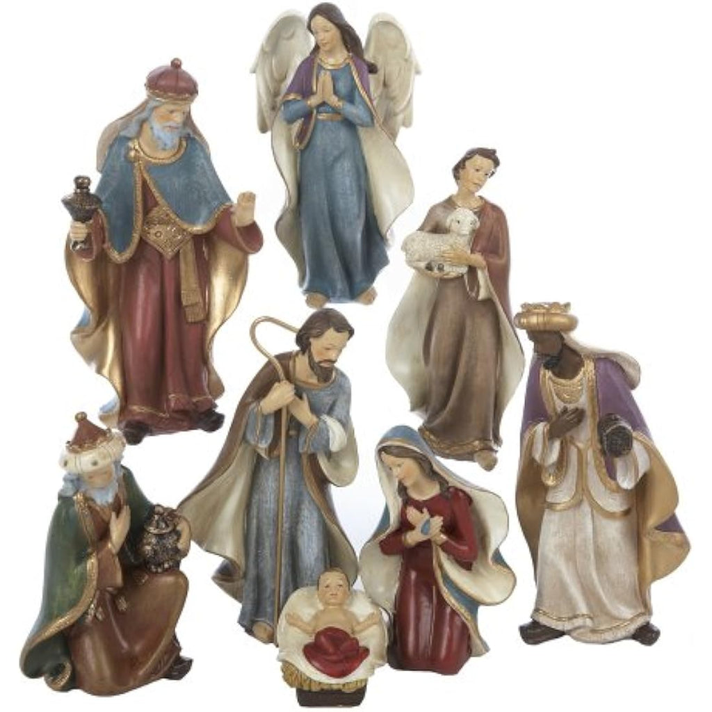 Kurt Adler 8-Piece Resin Nativity Figurine Set | 6.25-Inch Holiday Decor