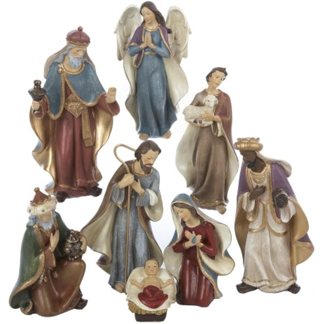 Kurt Adler 8-Piece Resin Nativity Figurine Set | 6.25-Inch Holiday Decor