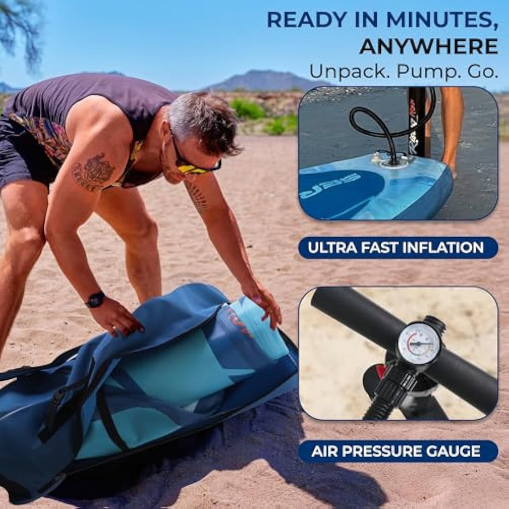 SereneLife Inflatable Stand Up Paddle Board - 10.5ft Non-Slip SUP Kit