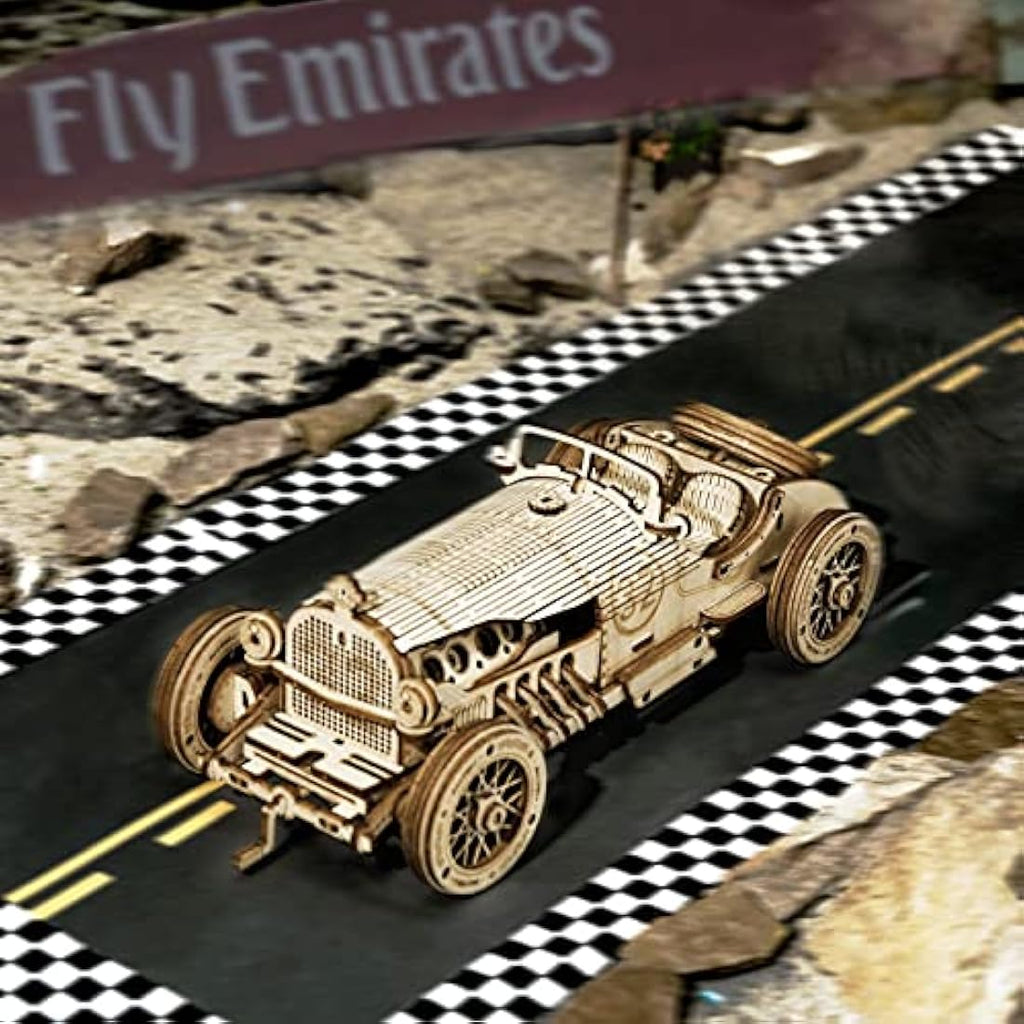 ROBOTIME 3D Wooden Puzzle Grand Prix Car Model Kit - Mechanical Craft