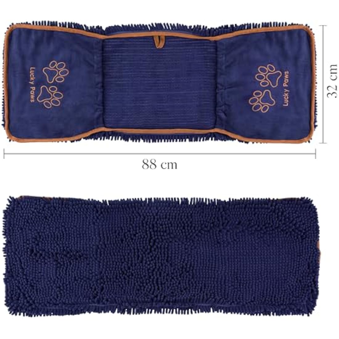 Lucky Paws Chenille Dog Towel with Hand Pockets – Absorbent Teal, 2 Pack