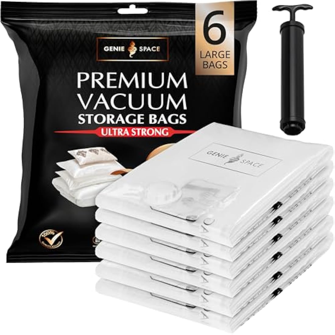 Genie Space Vacuum Storage Bags | 6-Pack Large 80x60cm Airtight Organiser