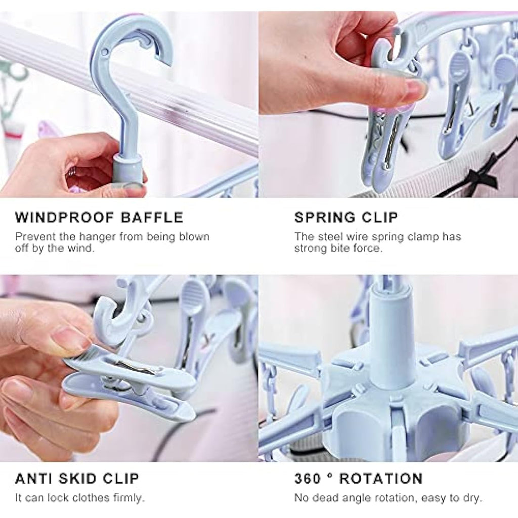 Foldable 24 Peg Sock Airer – Rotable Laundry Drying Rack