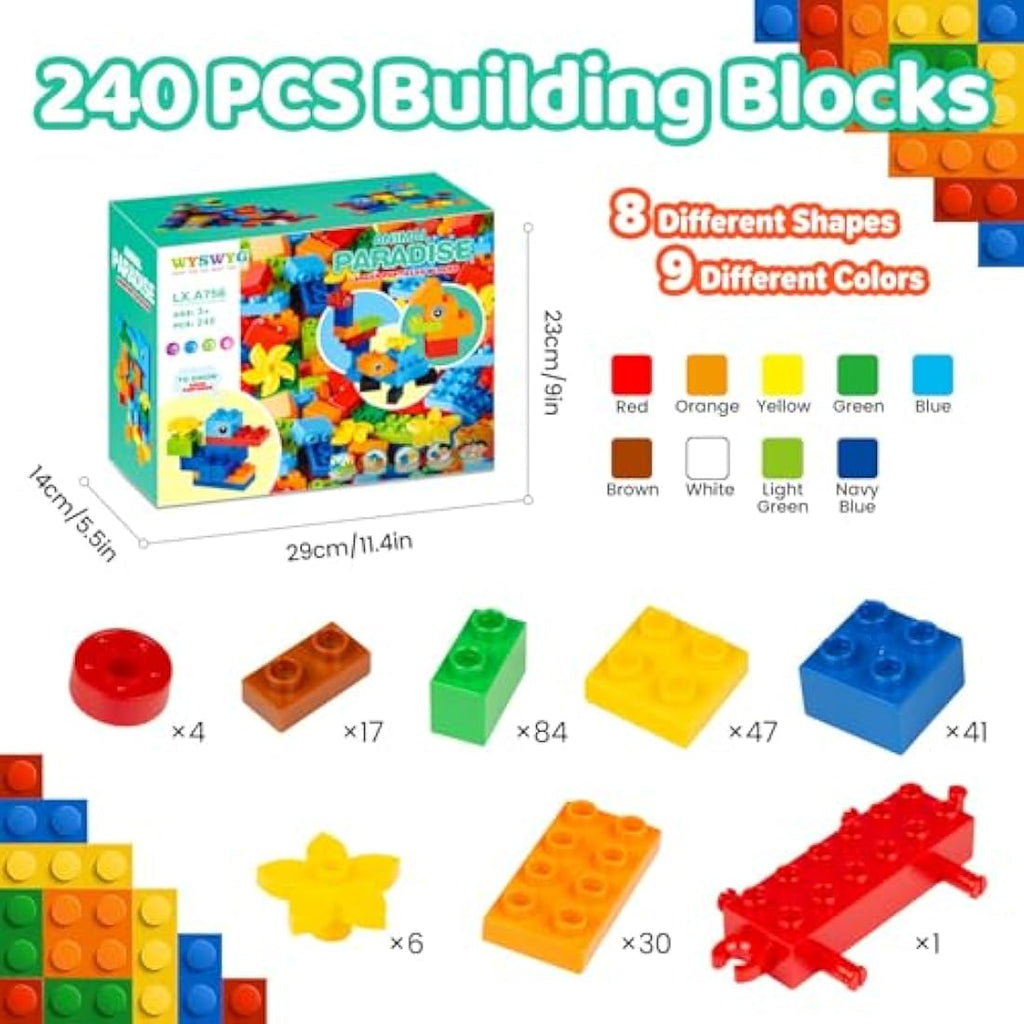 WYSWYG Big Building Block Set – 240 Piece STEM Bricks for Toddlers
