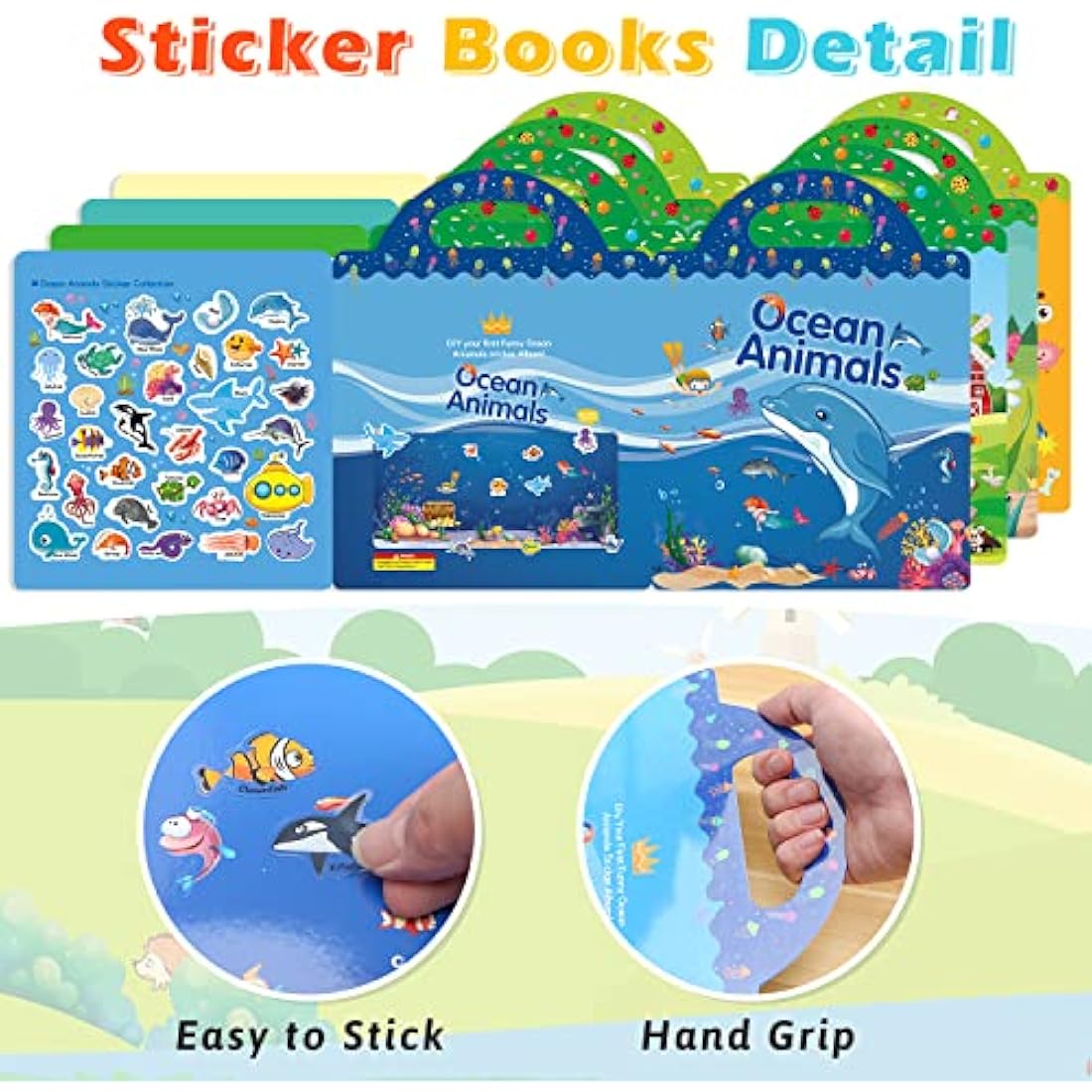 GUYUCOM 4 Pack Reusable Sticker Books | 3D Educational Toddler Toys