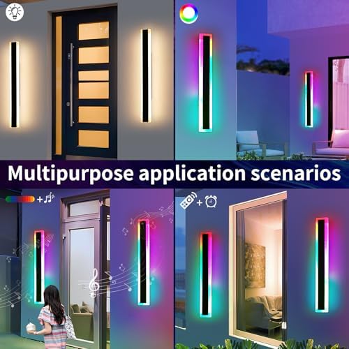 Mikeru 2-Pack RGB Outdoor Wall Light – IP65 Waterproof LED Sconce, 80CM