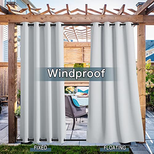 PONY DANCE Outdoor Curtains - Waterproof Windproof Eyelet Drapes, 2 Pack