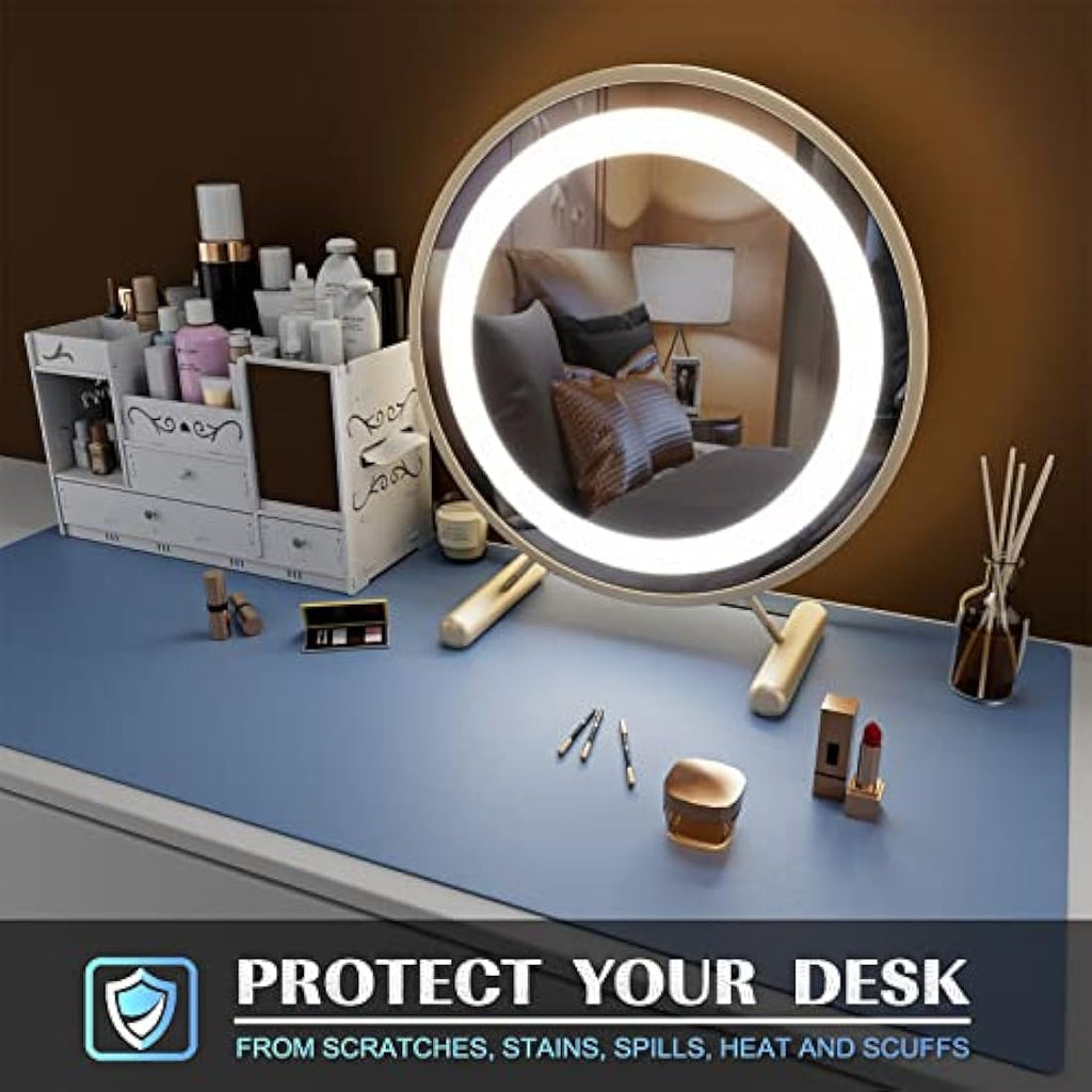 Knodel Leather Desk Pad | Large PVC Mouse Mat & Desk Protector, Lake Blue
