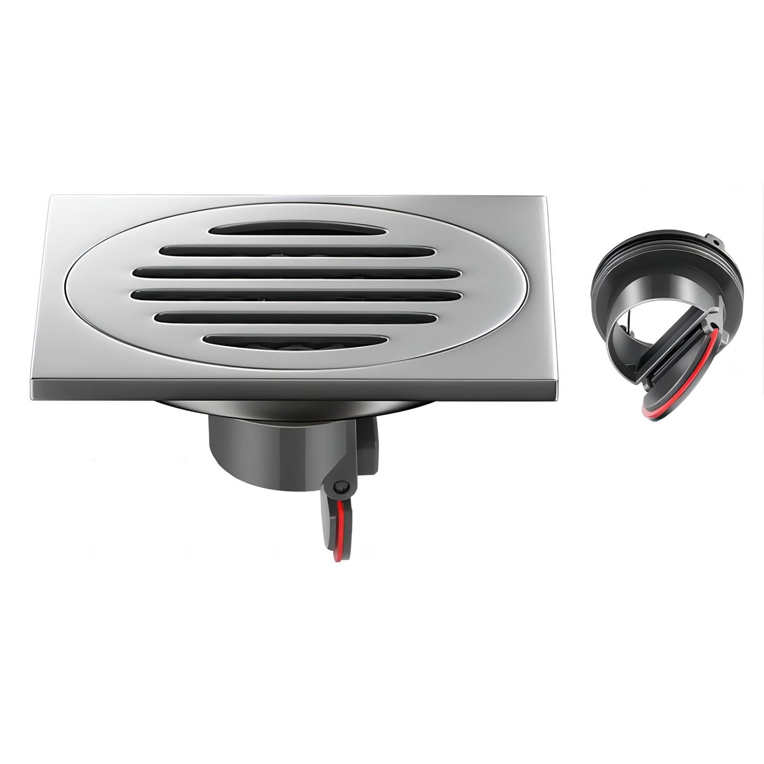 Qrity Matte Black Stainless Steel Square Floor Drain - Anti-Odor 10x10cm