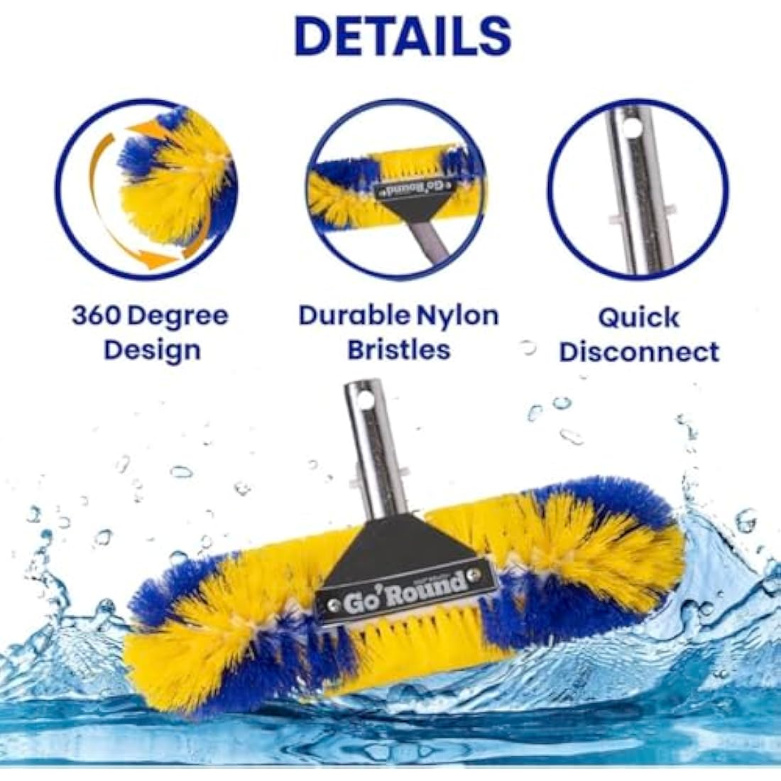 Jolof Store GoRound 360 Pro Pool Brush – 12 Inch Corner Cleaning Tool