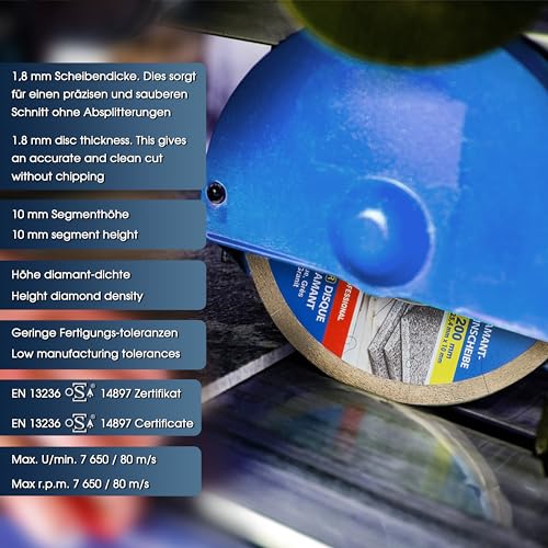 S&R Diamond Saw Blade 200mm for Porcelain, Granite and Hard Tiles