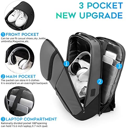 BANGE Business Smart Laptop Backpack | Waterproof 15.6 Inch with USB Port