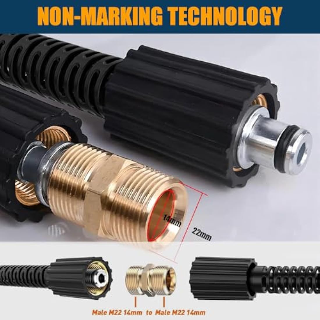 OHAYORI High Pressure Washer Hose 15M/50FT | M22 14mm Replacement Hose