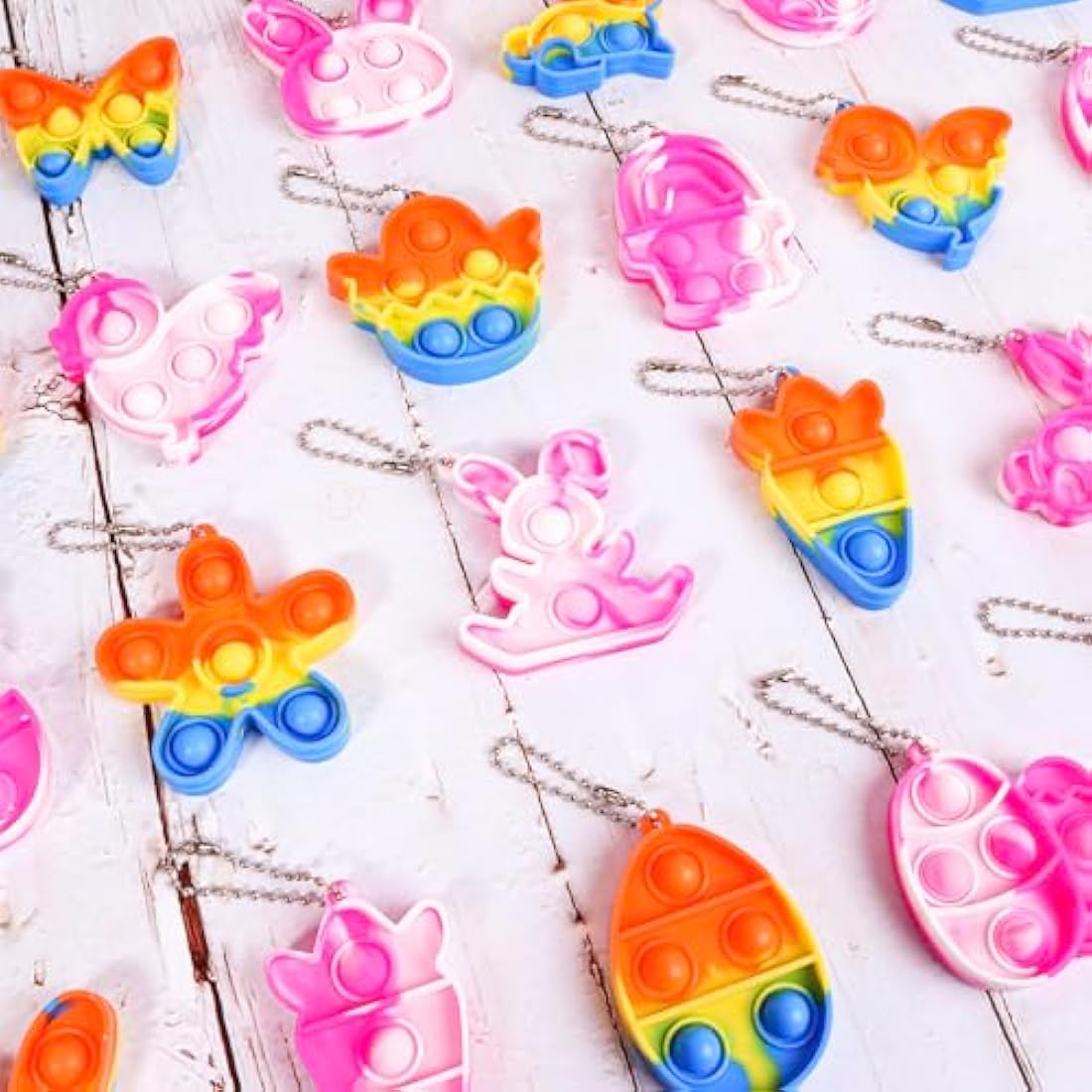 24Pcs Easter Pop Fidget Toy Keychains | Basket Stuffers