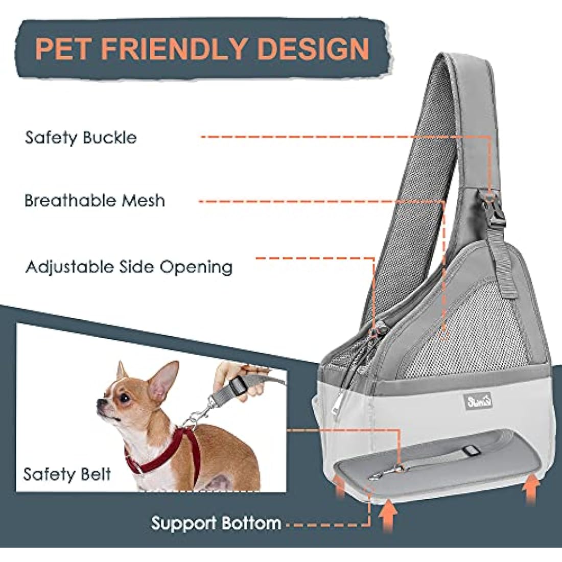 Nasjac Small Dog Sling Carrier – Breathable Mesh Hands-Free Travel Bag